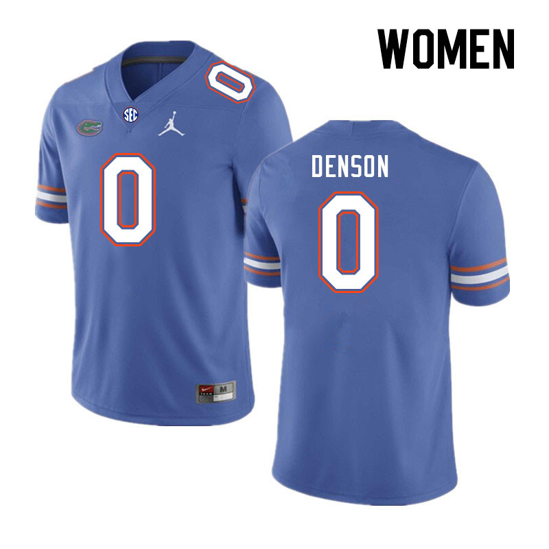 Women #0 Sharif Denson Florida Gators College Football Jerseys Stitched-Royal - Click Image to Close